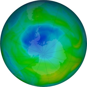 Antarctic ozone map for 2024-12-20